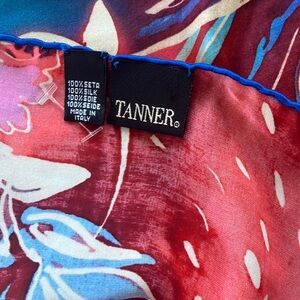 Tanner Y2K Italy Silk Floral Scarf, Watercolor floral tie dye long rectangle
